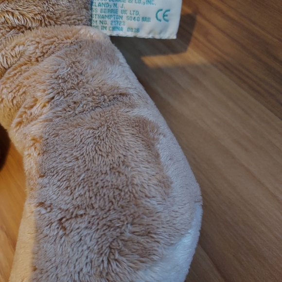 Russ Berrie Baby Mocha Tan Brown Puppy Dog Plush Stuffed Lovey Rattle Pink Bow - Picture 6 of 9